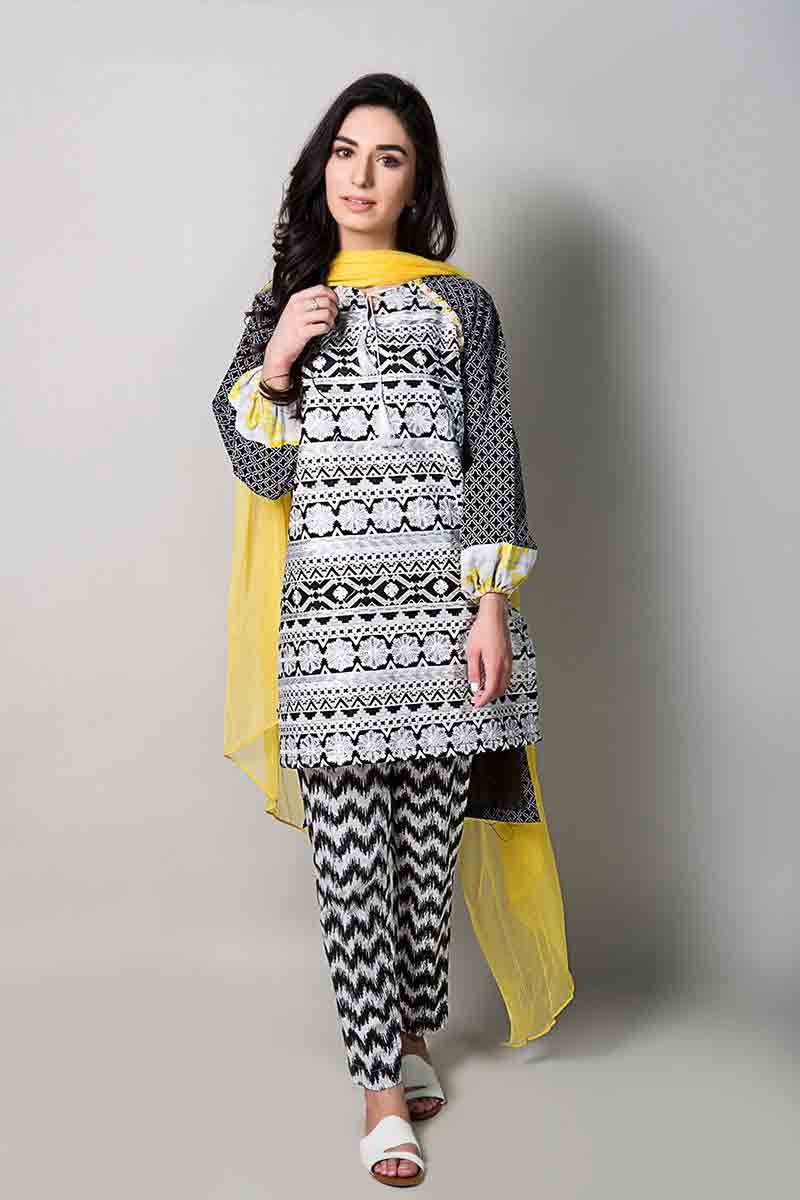 new black and white short shirt with yellow dupatta latest maria b fancy party wear eid dresses 2017 with price for girls