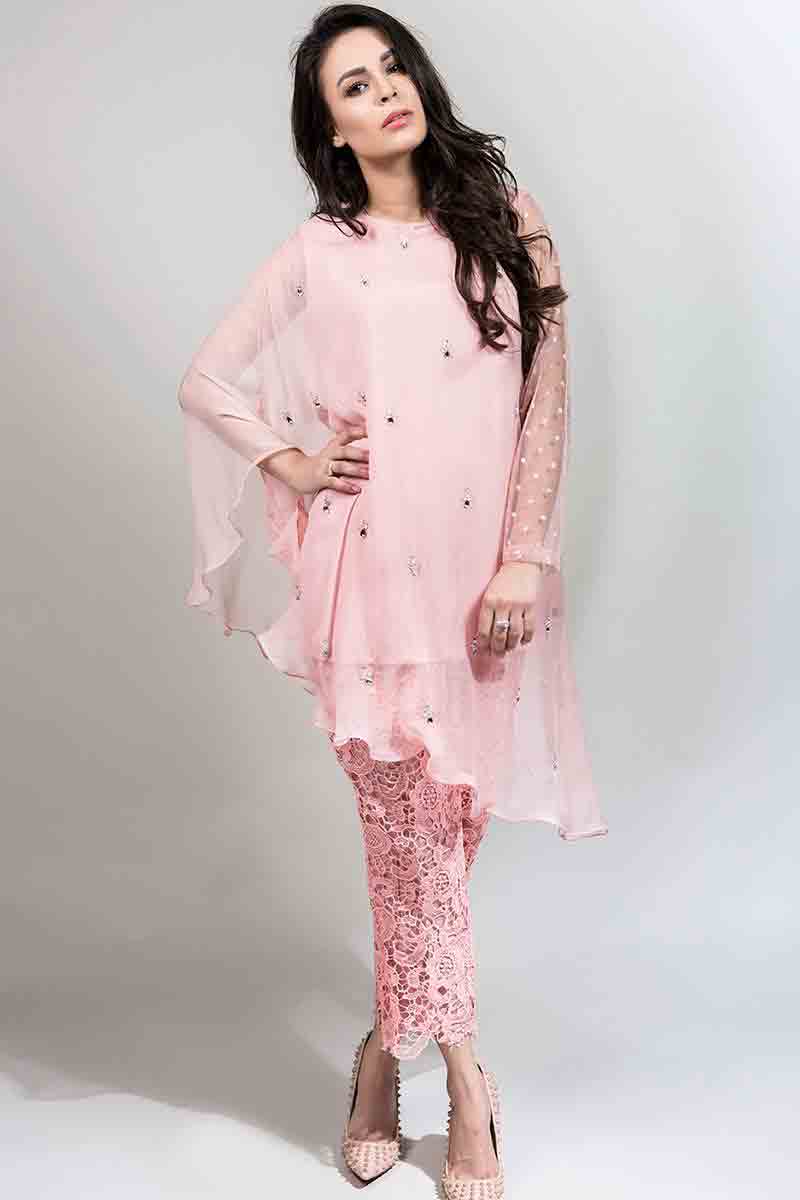 latest light pink fancy short shirt with matching trousers latest maria b fancy party wear eid dresses 2017 with price for girls