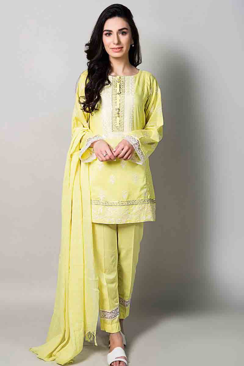 yellow short shirt with matching dupatta and pants latest maria b fancy party wear eid dresses 2017 with price for girls