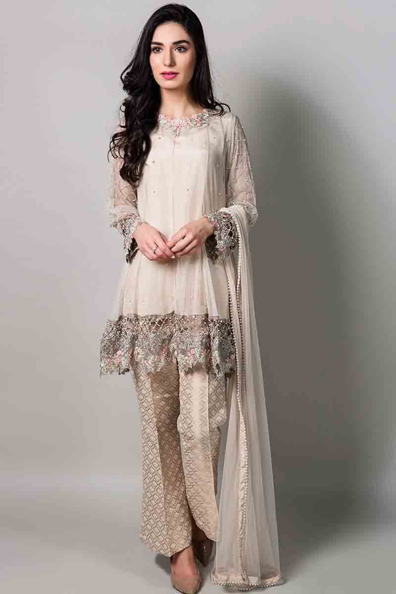 beautiful fancy short shirt with matching dupatta and pants latest maria b fancy party wear eid dresses 2017 with price for girls