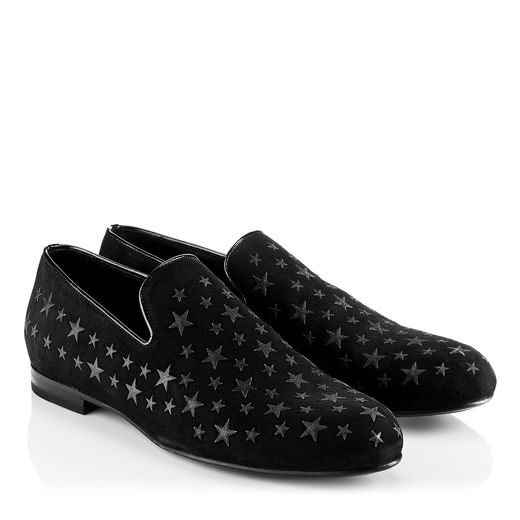 Black Suede Slippers With Glitter Stars €695.00