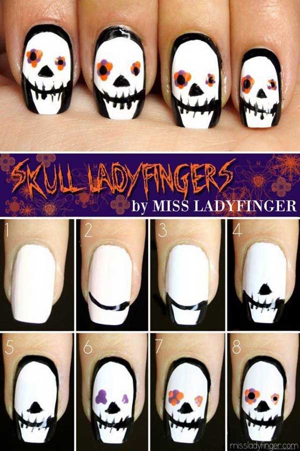 Easy halloween nail art, latest halloween nails tutorial