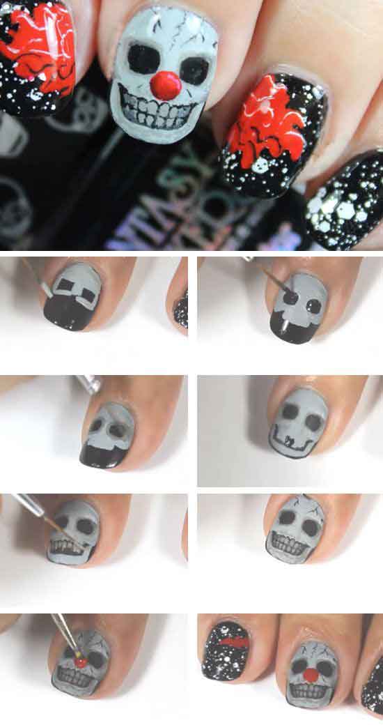 Easy halloween nail art, latest halloween nails tutorial