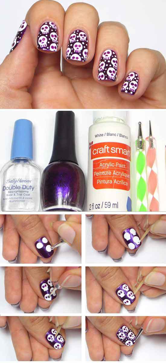 Easy halloween nail art, latest halloween nails tutorial