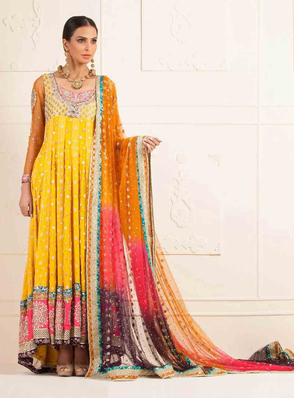 pakistani designer bridal mehndi dresses with prices, mehndi dress for brides