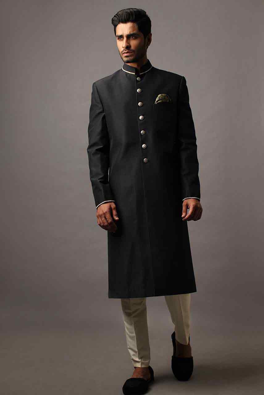 best dark grey pakistani groom wedding sherwani designs 2017 for mehndi