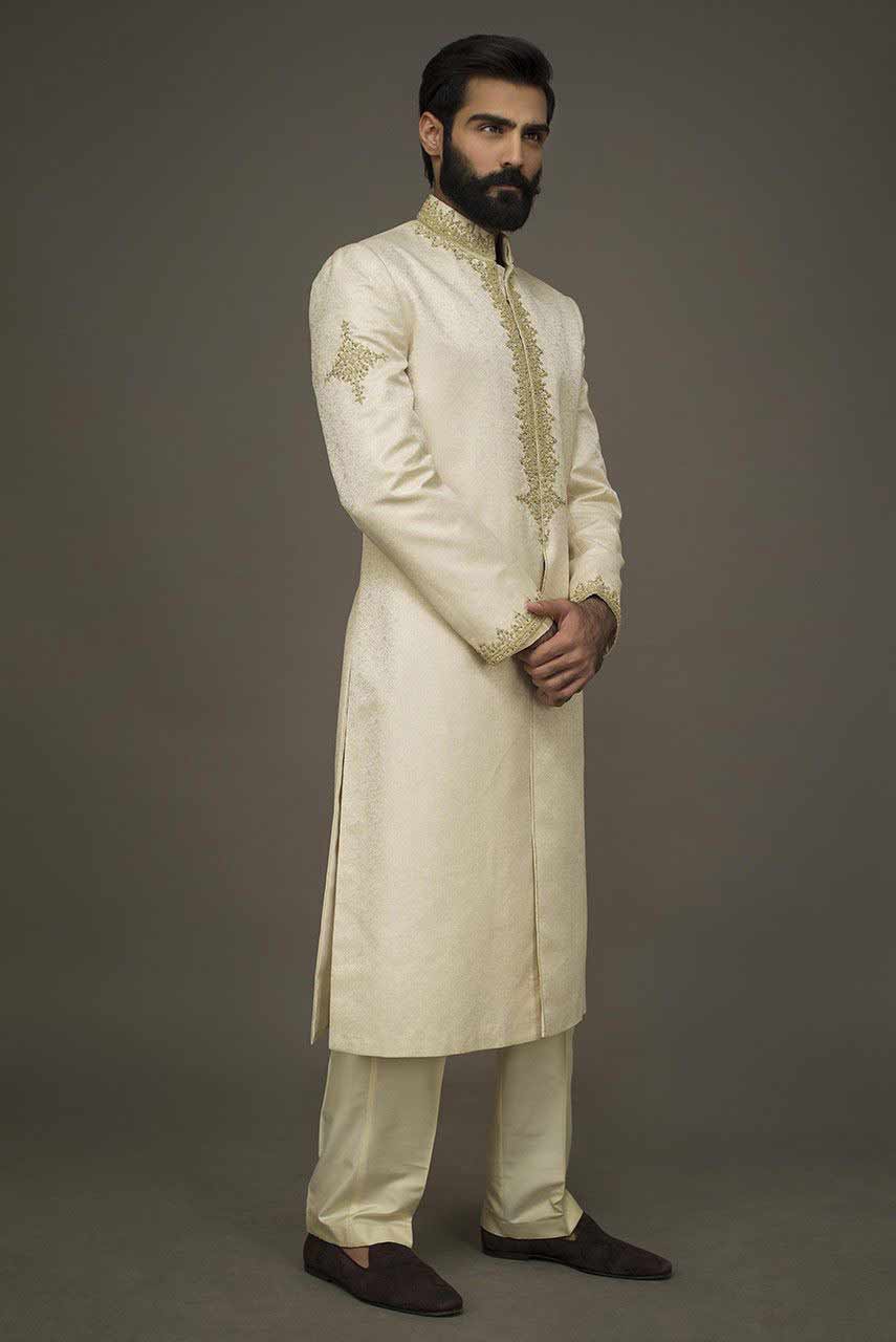 amazing white embroidered pakistani groom wedding sherwani designs 2017 for mehndi