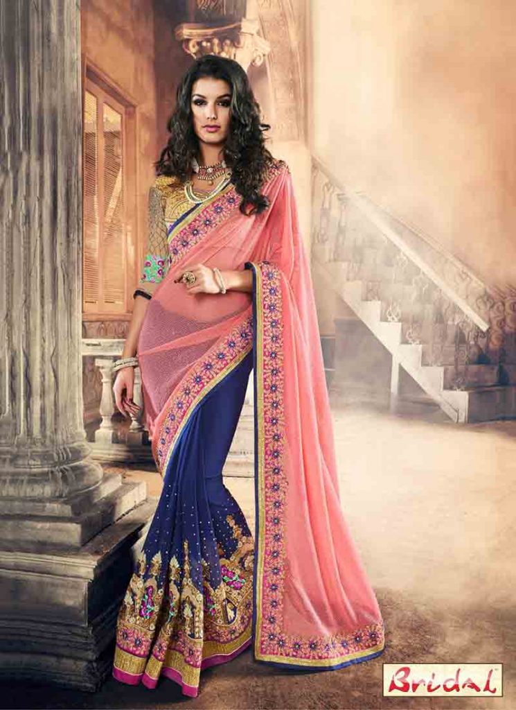 bridal pink wedding saree
