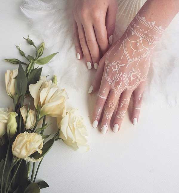 beautiful christmas white henna tattoos, latest mehndi design for christmas