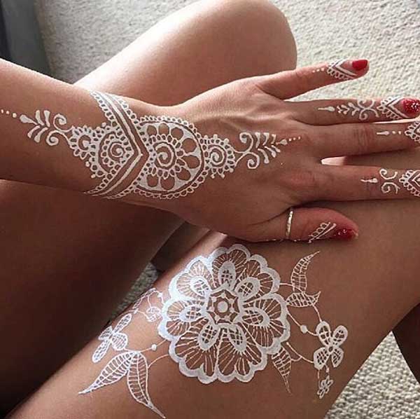 beautiful christmas white henna tattoos, latest mehndi design for christmas