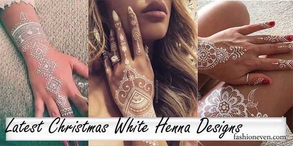 beautiful christmas white henna tattoos, latest mehndi design for christmas