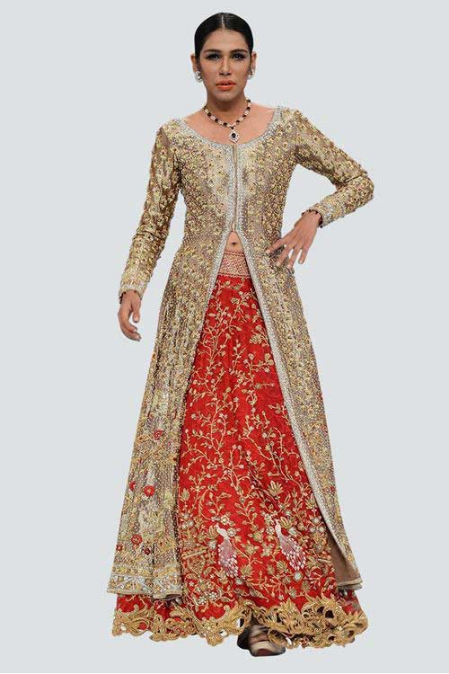 latest front open long shirt with latest bridal wedding lehenga dress designs 2017 for barat day