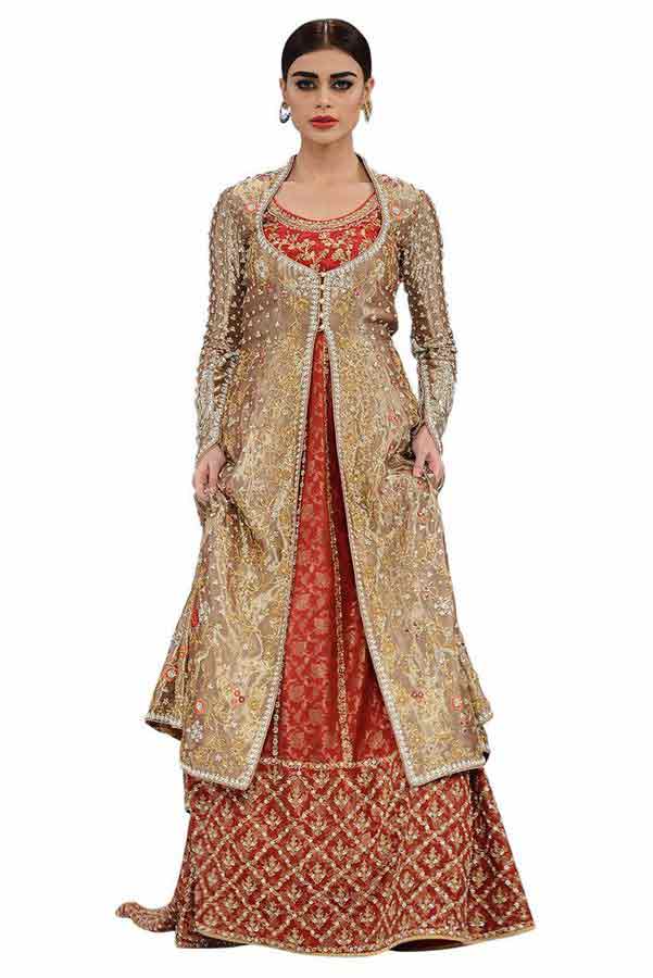 new heavy lehenga with front open shirt latest bridal wedding lehenga dress designs 2017