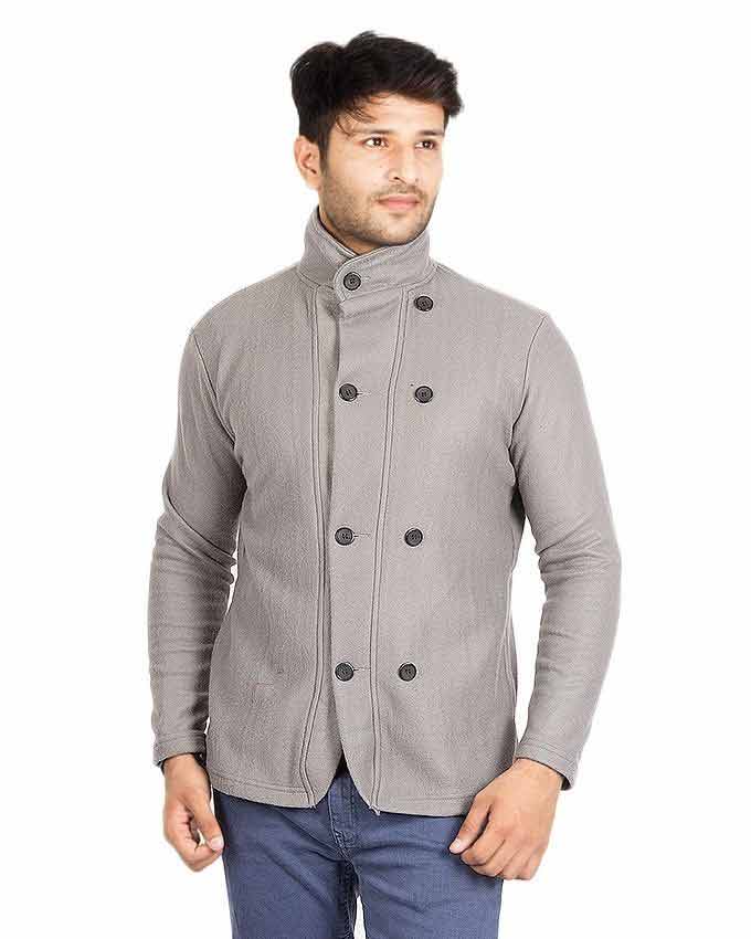 latest light gray double breast winter casual coats for men in Pakistan 2018