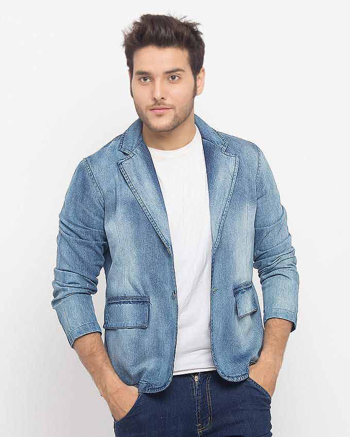 best light blue denim winter casual coats for men in Pakistan 2018