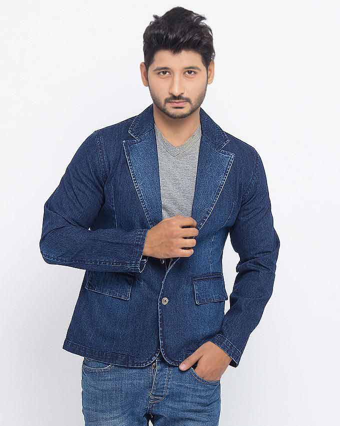 latest denim blue winter casual coats for men in Pakistan 2018