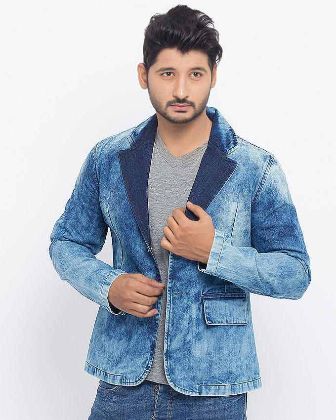 latest denim blue winter casual coats for men in Pakistan 2018
