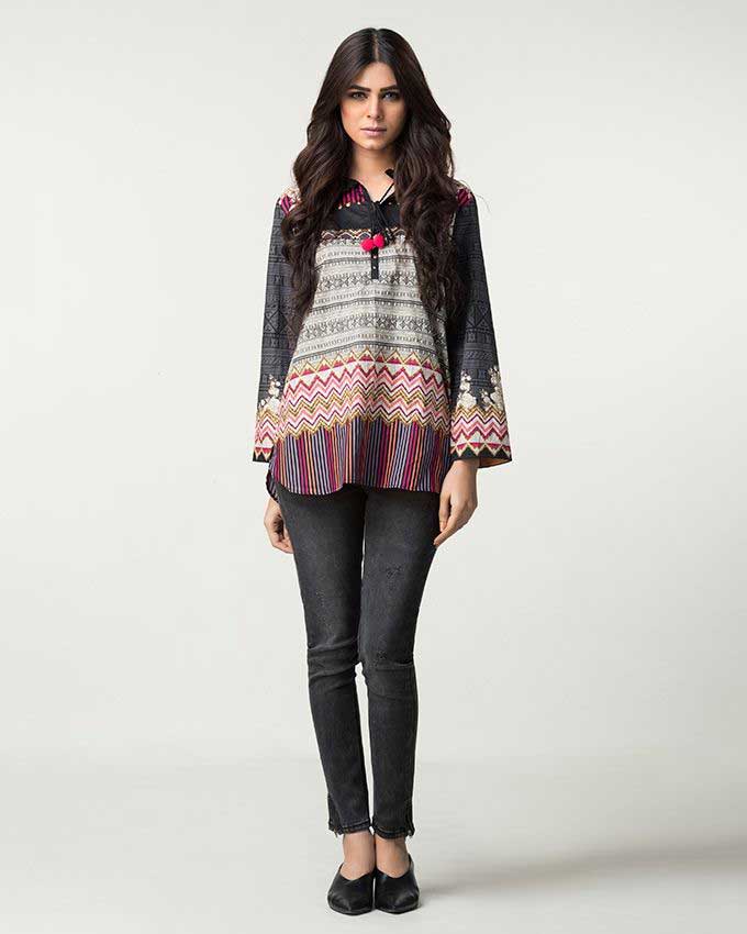 latest Pakistani black top with jeans 2018