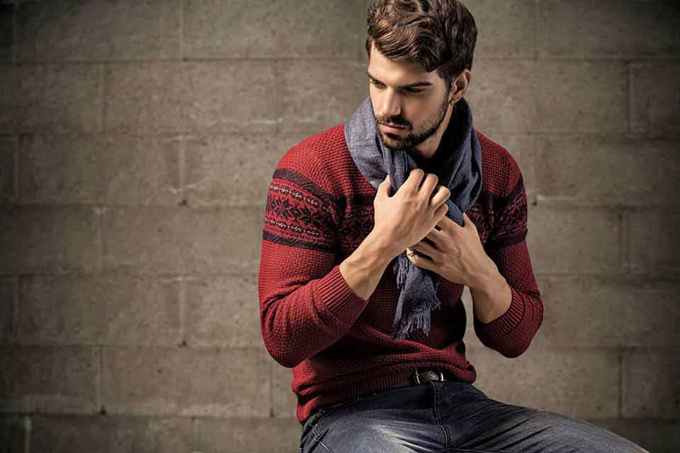 latest grey sweater scarf for men latest winter fashion accessories trend 2017 2018 in Pakistan