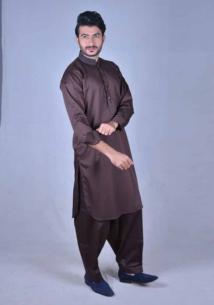 classy dark brown best pakistani men kurta shalwar kameez designs 2017