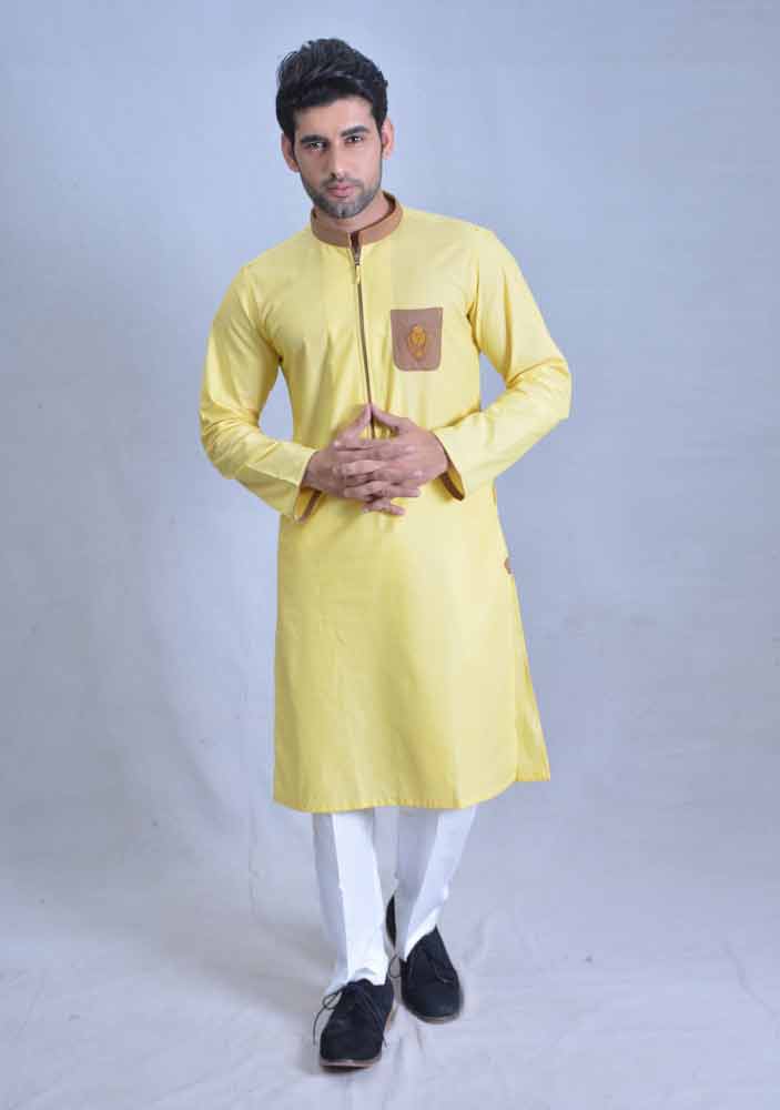 decent yellow best pakistani men kurta shalwar kameez designs 2017 with white trouser or pajama pants