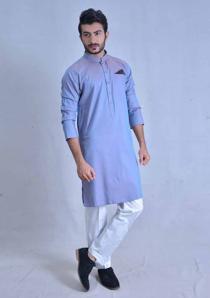 latest sky blue best pakistani men kurta shalwar kameez designs 2017 with white trouser or pajama pants