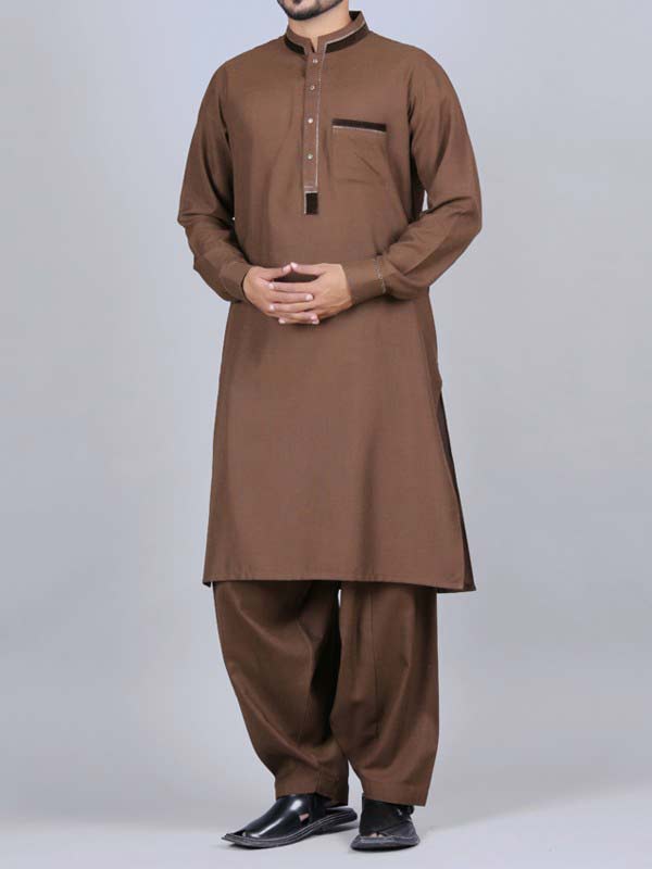 trendy brown best pakistani men kurta shalwar kameez designs 2017 with salwar