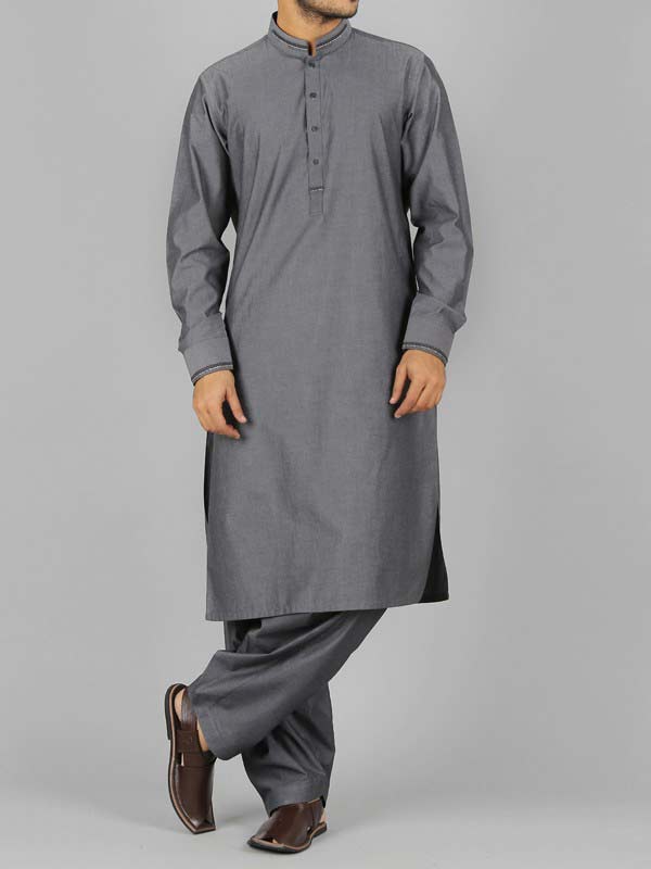 trendy gray best pakistani men kurta shalwar kameez designs 2017 with same shlawar