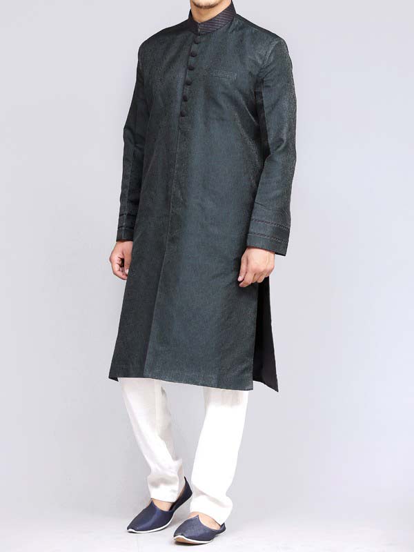 classy blue best pakistani men kurta shalwar kameez designs 2017 with white shlawar