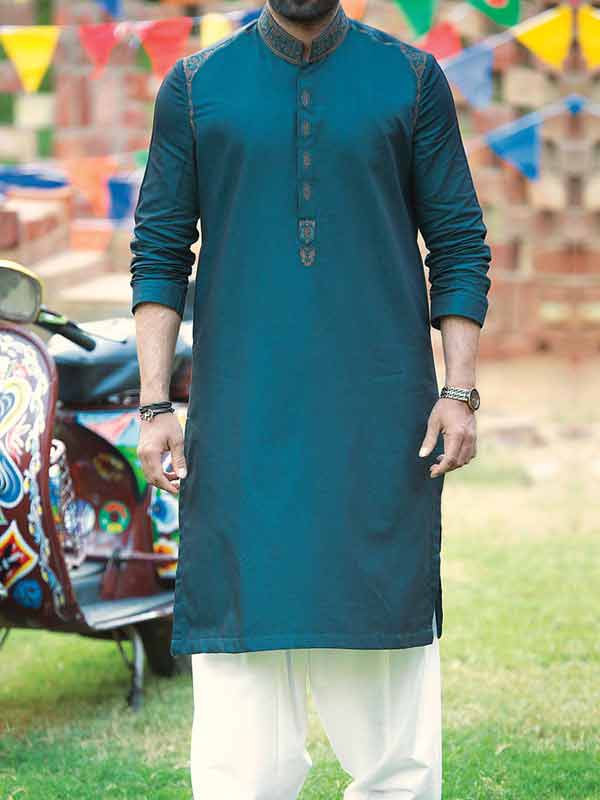 latest sea green best pakistani men kurta shalwar kameez designs 2017 with white shalwar