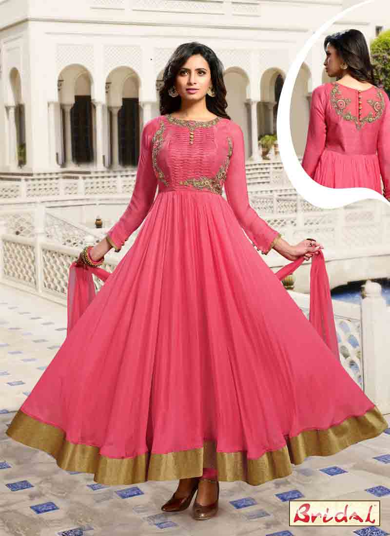 best pink latest indian anarkali frocks and salwar suit dress designs 2017 for party