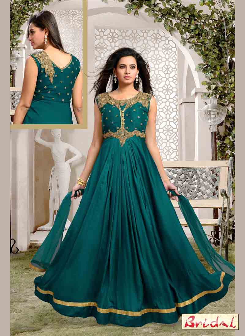 new green latest indian anarkali frocks and salwar suit dress designs 2017