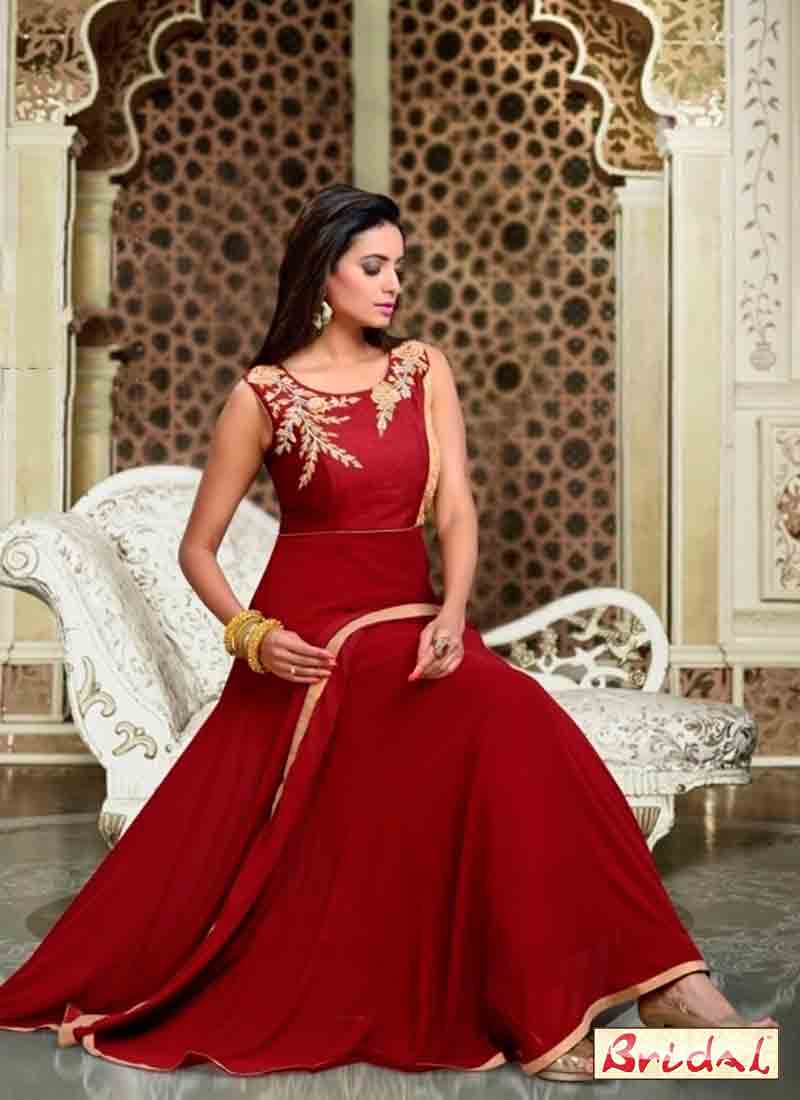 new classy maroon latest indian anarkali frocks and salwar suit dress designs 2017