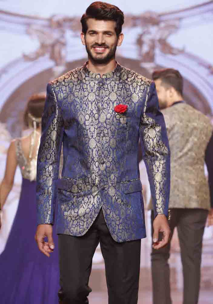 best blue and silver new short sherwani styles 2017 sherwani for men in pakistan with black trouser