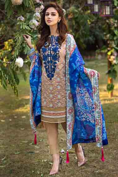 alkaram brown and blue new summer lawn dresses 2017 for Pakistani girls