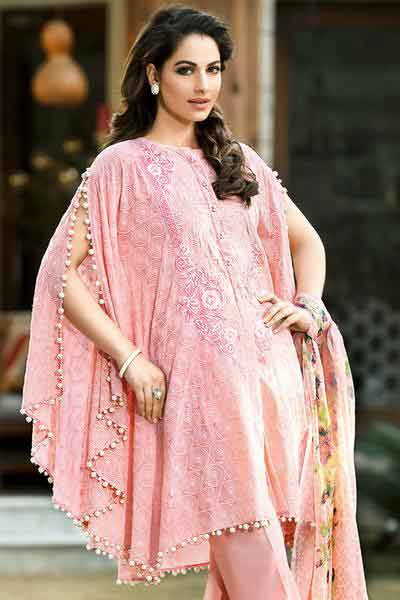 best gulahmed light pink cape new summer lawn dresses 2017 for Pakistani girls