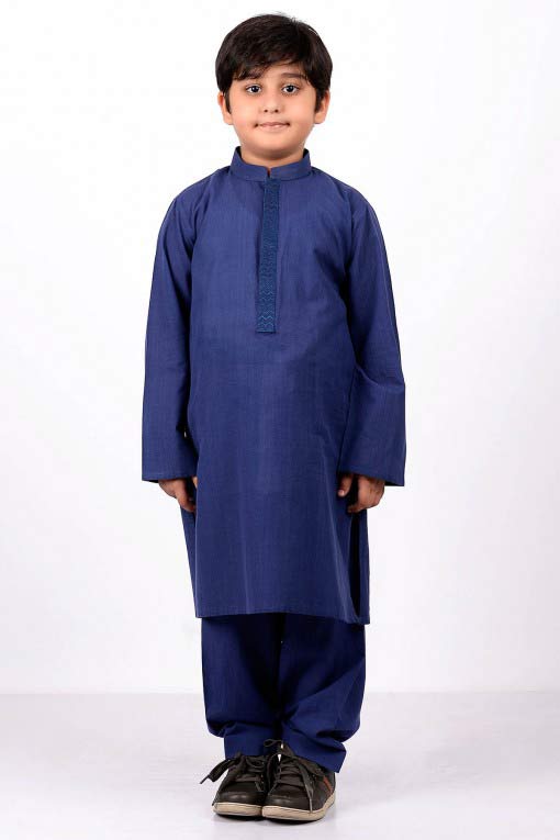 best dark blue latest little boys kurta shalwar kameez designs 2017 for summer in Pakistan