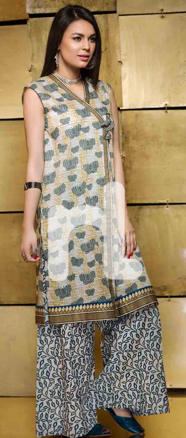 new off white girls eid dresses 2017 in Pakistan by Nishat Linen 