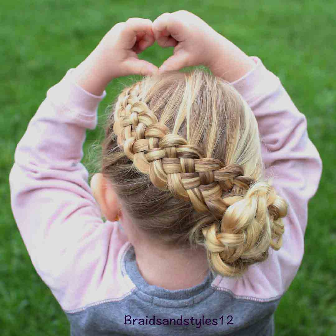 latest dutch braid with side hair bun little girls hairstyles for eid party 2017