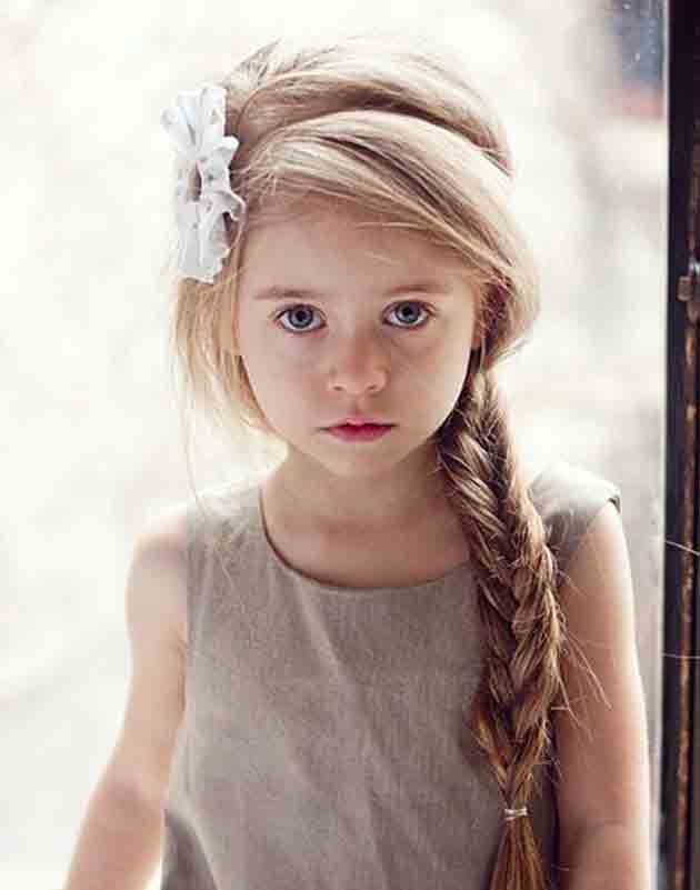 cute side braid with front hair puff little girls hairstyles for eid party 2017