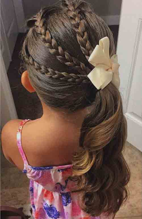 side braided ponytail little girls hairstyles for eid party 2017