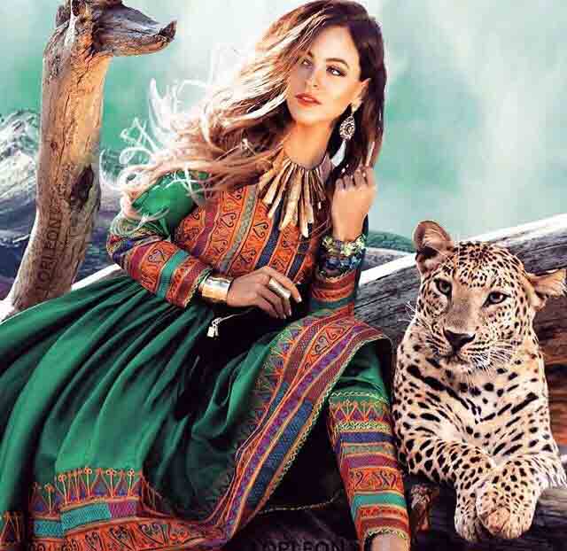 best green pathani frock style dress designs 2017