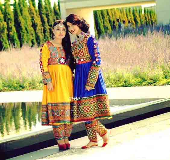 latest yellow and blue pathani frock style dress designs 2017