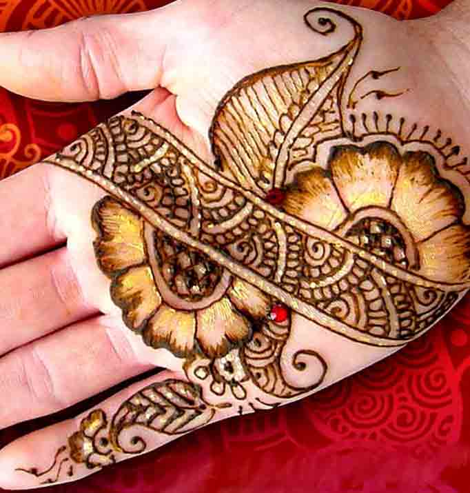 front hand or palm floral mehndi designs for men 2017