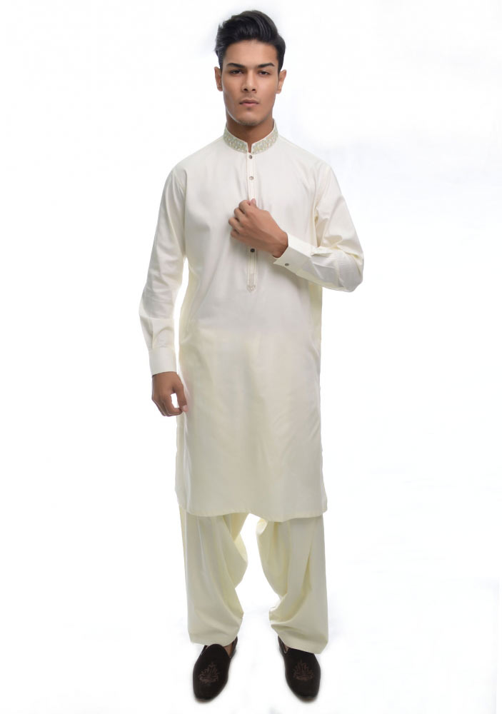 off white new Eid kurta dresses for boys 2017 Amir Adnan
