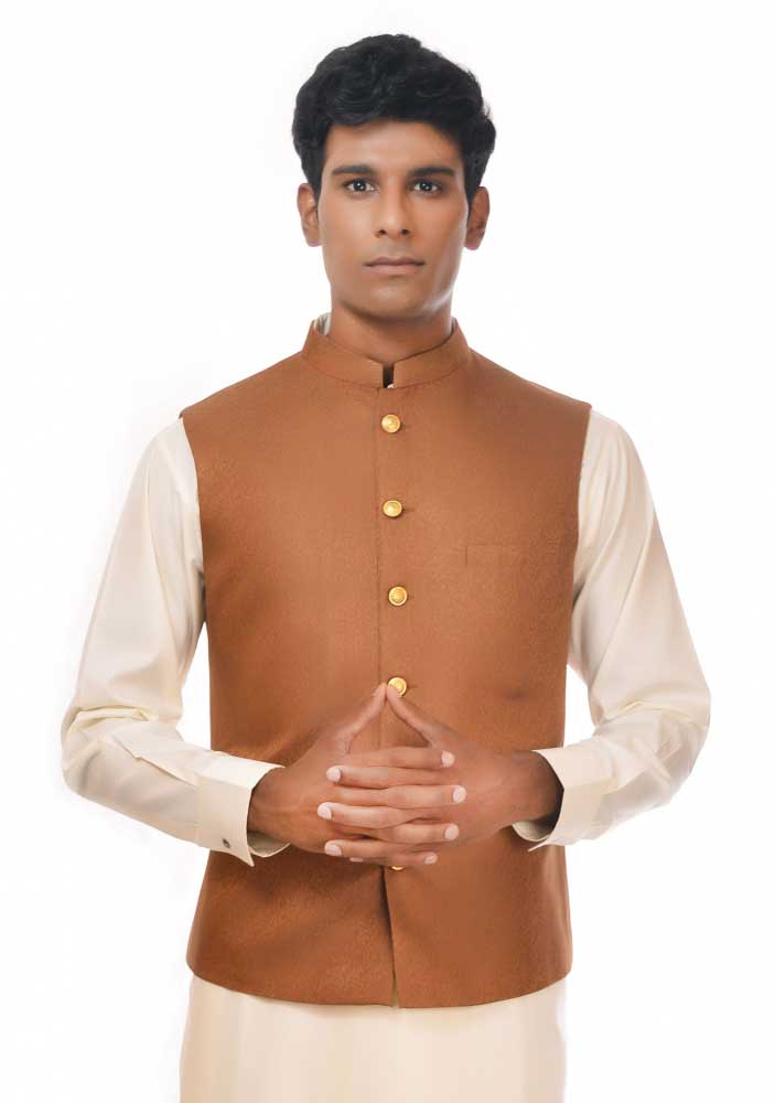 Brown waistcoat new Eid kurta dresses for boys 2017 Amir Adnan