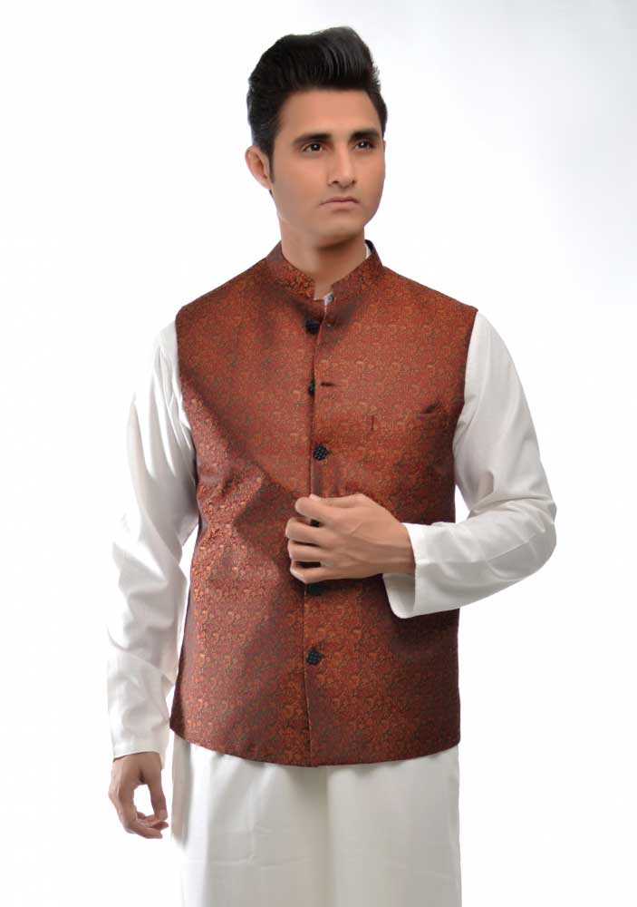 Brown waistcoat new Eid kurta dresses for boys 2017 Amir Adnan