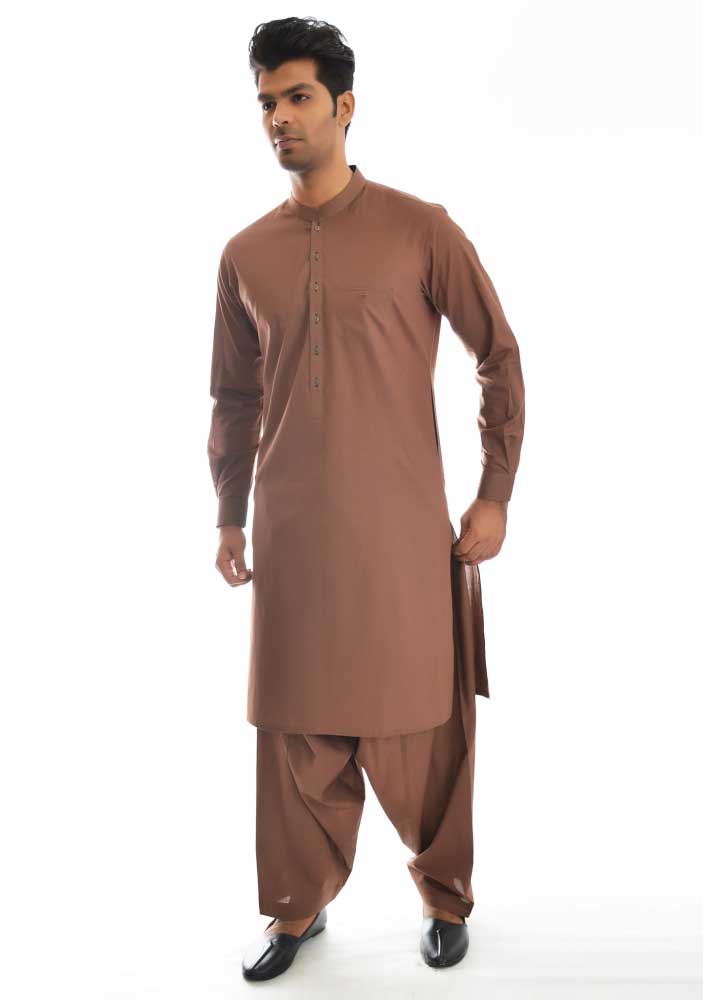 Brown new Eid kurta dresses for boys 2017 Amir Adnan