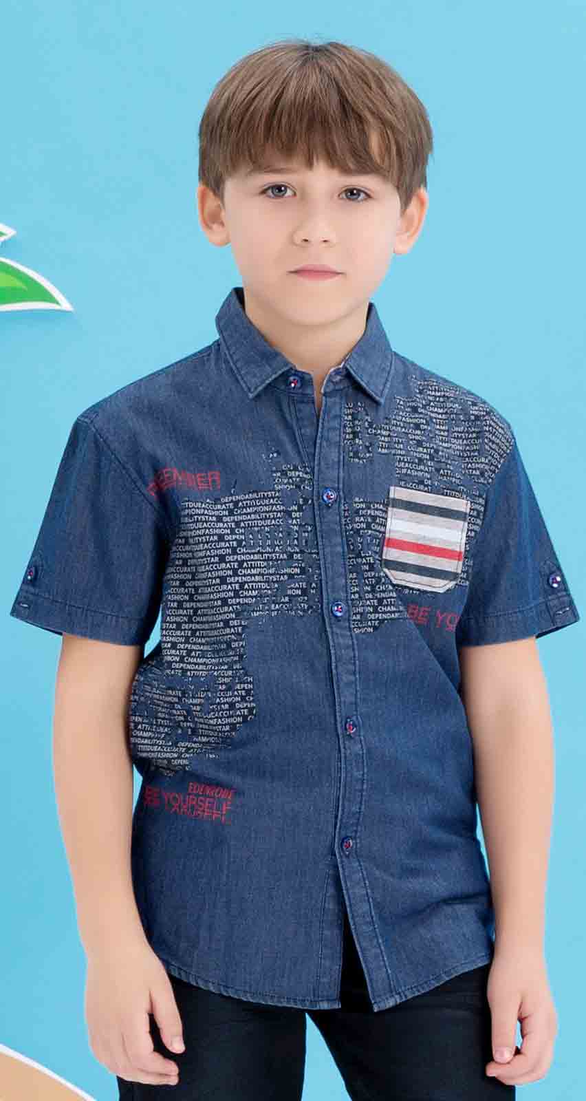 Edenrobe blue shirt with jeans latest eid dresses for little boys in Pakistan 2017