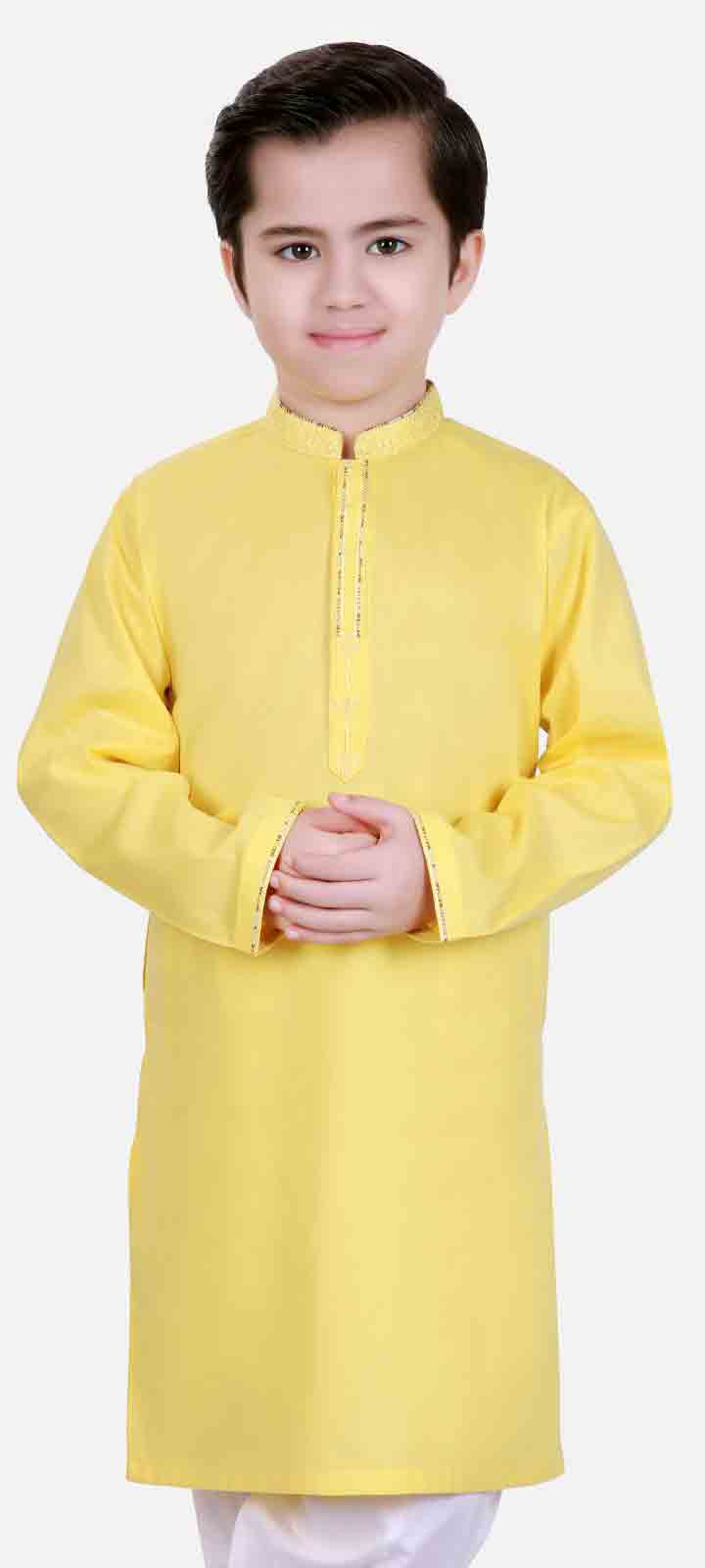 New yellow kameez shalwar latest eid dresses for little boys in Pakistan 2017